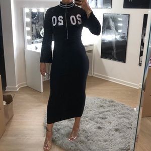 Black fitted maxi dress